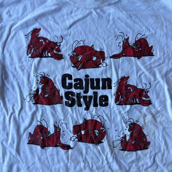 VTG 90S CAJUN STYLE SEX POSITIONS T-SHIRT FUNNY HUMOR GRAPHIC MENS LARGE STAINS - Picture 2 of 7